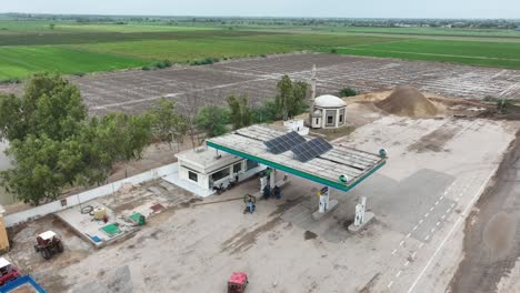 Aerial-View-Of-Rural-Gas-Station-In-Badin,-Pakistan