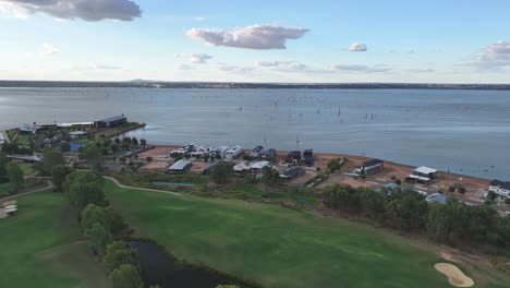 Over-the-Black-Bull-Golf-Course-and-newly-built-houses-with-the-Sebel-Hotel-and-Lake-Mulwala-beyond