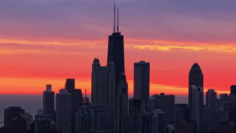 Chicago-skyscrapers-at-sunrise-aerial