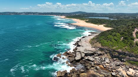 Wamberal-Beach-Expanse:-A-Scenic-Aerial-Tour-Above-Australia's-Iconic-Coast