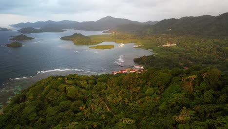 Flying-over-caribbean-coastline-in-Panama