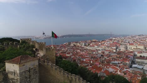 Vista-Panorámica-Del-Hermoso-Paisaje-Urbano-De-Lisboa-En-Un-Día-Soleado,-Portugal