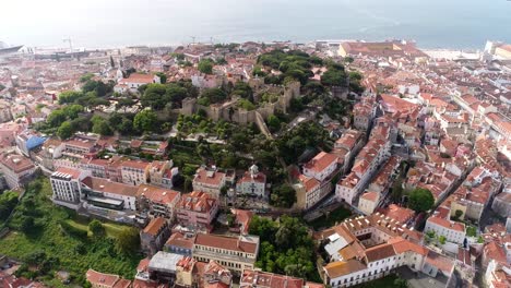 Aerial-View-of-São-Jorge-Castle-overlooking-Lisbon