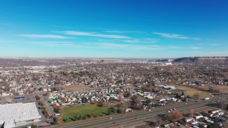 Sunny-day-in-Billings,-Montana-captured-from-a-drone's-perspective