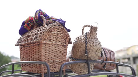 Traditional-Wicker-Baskets-on-Luggage-Rack-on-top-of-car