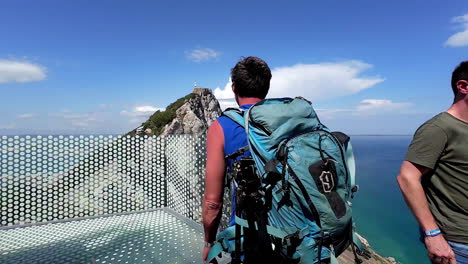 Backpacker-at-Cable-Car-Top-Station-touristic-attraction-in-Gibraltar