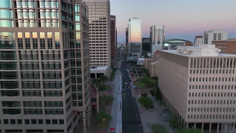 Innenstadt-Von-Phoenix,-Arizona-Bei-Sonnenuntergang