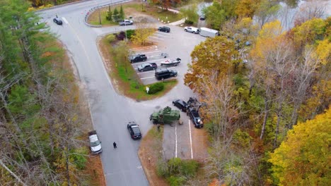 Scenes-from-manhunt-in-Lewiston,-Maine,-USA-for-mass-shooting-suspect