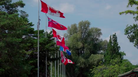 Banderas-Canadienses-Moviéndose-Por-El-Viento