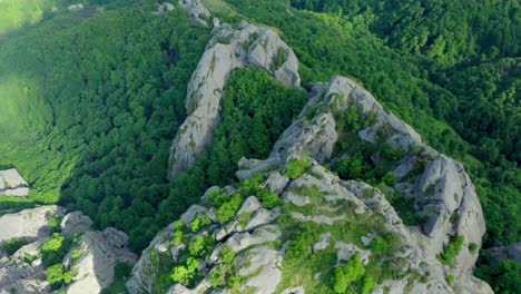 Drone-strafing-above-the-Karadzhov-Kamak-boulders,-a-remarkable-rock-formation-located-near-the-village-of-Mostovo-in-the-Rhodope-Mountains-in-Bulgaria