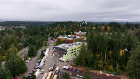Aerial-View-Of-On-Going-Building-Projects-For-A-Campus-College-In-Puyallup,-Pierce-County,-Washington,-United-States