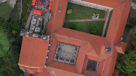 Drone-Spinning-Over-Santo-Estevo-Monastery-At-Emergency-Services-Event