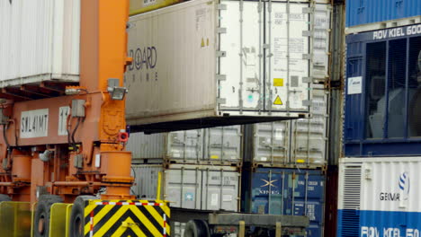 Shot-of-container-forklift,-customs