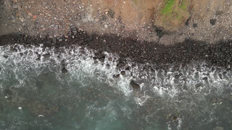Sea-Waves-Crashing-Over-Rocky-Shore-Of-Cape-Verde-In-Santiago-Islands,-Africa