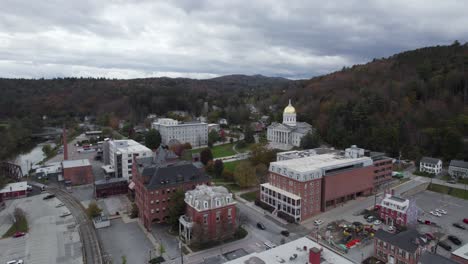 Aerial-Shot-Of-Downtown-Montpelier-And-Capitol-Building