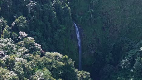 Aerial-View-of-Salto-del-Rodeo-Waterfall-In-Bonao,-Dominican-Republic