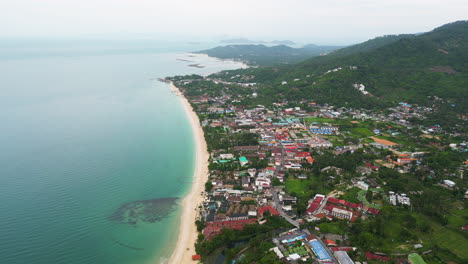 Slow-Aerial-Rotation-Over-The-Spectacular-Beach-Coastline-Of-Maret,-Thailand