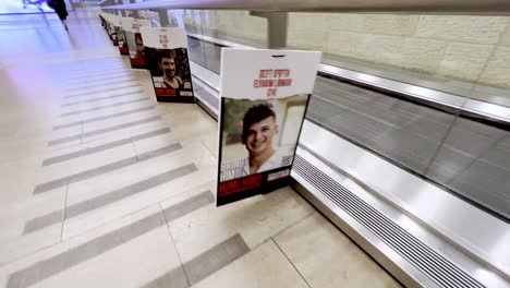 israel-captives,-kidnapped-by-hamas-posters-at-tel-aviv-airport