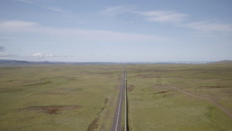 Nesjavellir-landscape-and-long-road-to-Reykjavik-aerial-view