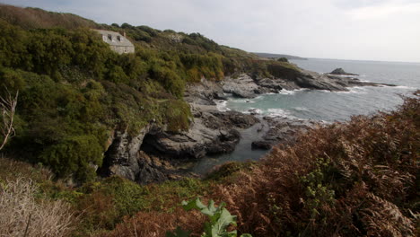 Wide-shot-of-the-Coast-at-Bessy's-Cove,-The-Enys-taken-from-the-Coastal-path-,-cornwall