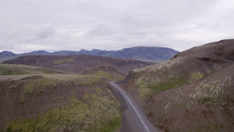 Nesjavellir-landscape-aerials-in-Iceland-tracking-a-road-through-the-landscape