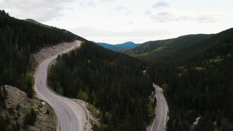 Drone-shot-of-backcountry-roads-winding-through-the-Rocky-Mountains