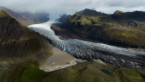 Aerial-View-Of-Svínafellsjökull-Glacier-In-Iceland---Drone-Shot