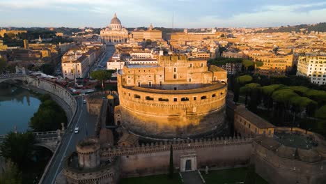 Drone-Descends-with-Castel-Sant'Angelo-in-Foreground