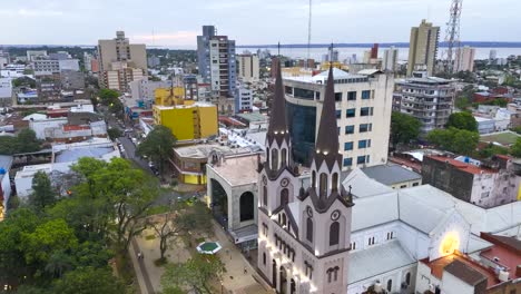 Panoramic-aerial-view-of-the-San-Jose-Cathedral-in-Posadas-city-centre
