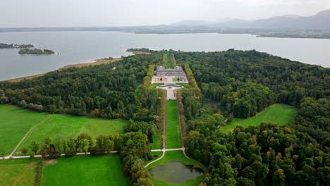Herrenchiemsee-Complex-Amid-The-Trees-On-Herreninsel-Island-In-the-Chiemsee-Lake-In-Bavaria