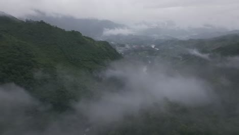 Moody-conditions-at-Semuc-river-Guatemala-during-day-time,-aerial