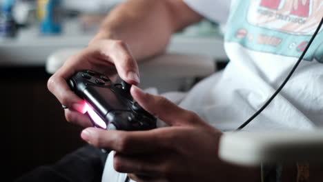 Gaming-Session:-Intense-Play-on-Modern-Console-Controller