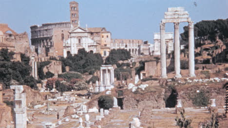 Templo-De-Castor-Y-Pollux-En-Las-Ruinas-Del-Foro-Romano-En-Roma-En-La-Década-De-1960