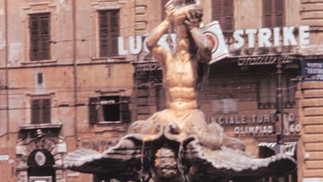 Tritonbrunnen-Auf-Der-Piazza-Barberini-In-Rom-In-Den-1960er-Jahren