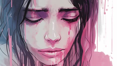 artistic-animation-of-woman's-sad-facial-expressions