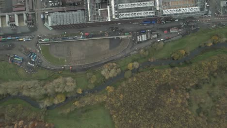 Bird's-Eye-View-Of-Canal-And-Collinstown-Industrial-Park-With-Intel-Corporation-Plant-In-Leixlip,-Kildare,-Ireland