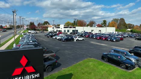 Mitsubishi-Motors-sign-at-car-dealership-in-USA