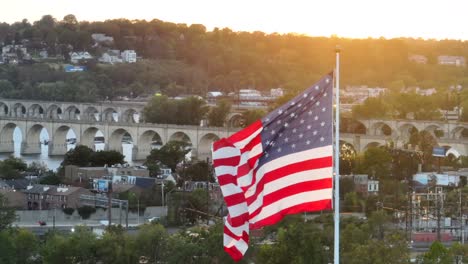 American-flag-waving-in-golden-hour-sunset