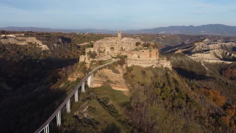 Civita-Di-Bagnoregio-hilltop-village-in-central-Italy,-Aerial-view