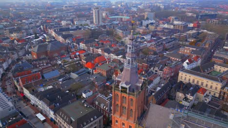Historic-city-centre-of-Den-Bosch-aerial-drone-orbit-with-St