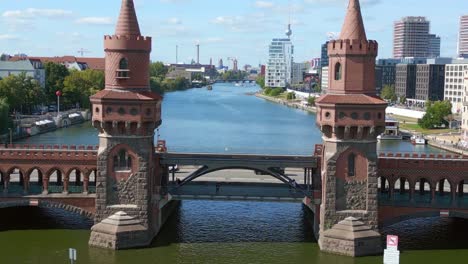 Sommertag-Ost-West-Berliner-Grenze-Flussbrücke-Deutschland