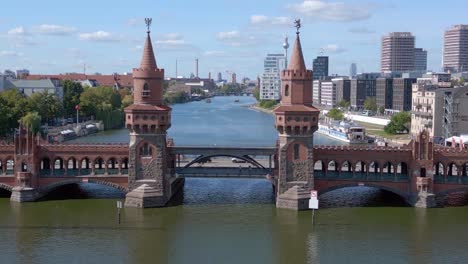 Sommertag-Ost-West-Berliner-Grenze-Flussbrücke-Deutschland