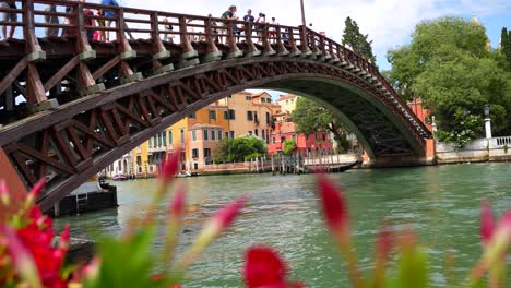 Menschen-überqueren-Die-Ponte-Dell&#39;Accademia-In-Venedig