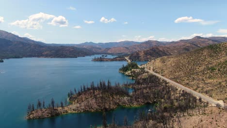 Aerial-drone-video-capturing-the-serene-beauty-of-Whiskeytown-Reservoir-in-California