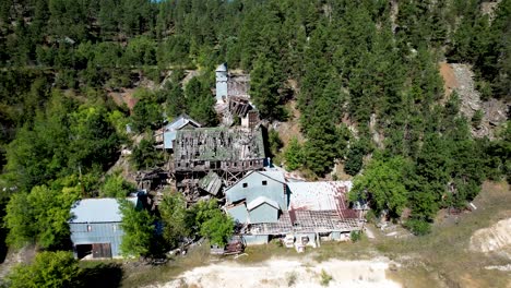 Keystone-South-Dakota-Abandoned-Mine-and-Mill--Aerial-fly-in