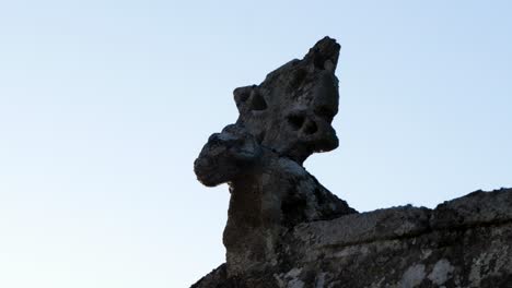 Stone-Gargoyle-on-Santa-María-de-Feá-church,-Toén,-Spain