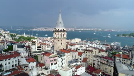 Galata-Turm,-Römische-Geschichte,-Istanbul,-Türkei,-Luftaufnahme,-Drohne,-Reisen,-Tourismus,-Politik,-Naher-Osten