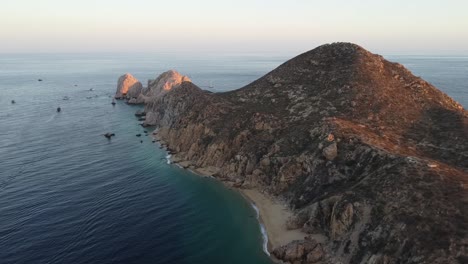 Aerial-view-of-Cabo-San-Lucas-marina-and-surrounding-area,-Baja-California-Sur,-Mexico