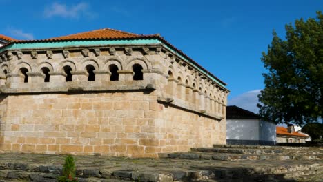 Braganza's-Domus-Municipalis-Romanesque-Stonework,-Portugal