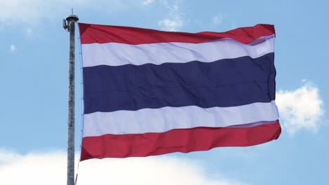 Thailand's-flag-fluttering-in-the-wind-slow-motion